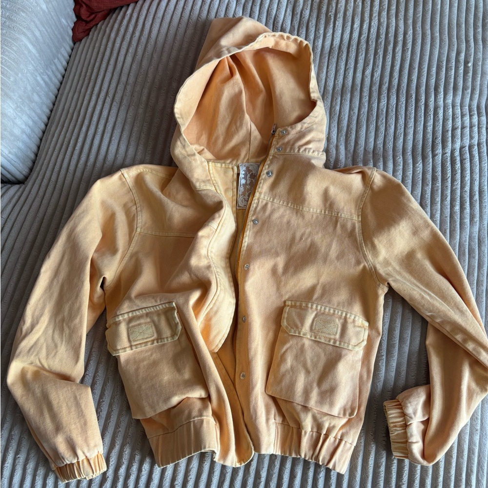 Yellow Denim Hooded Jacket